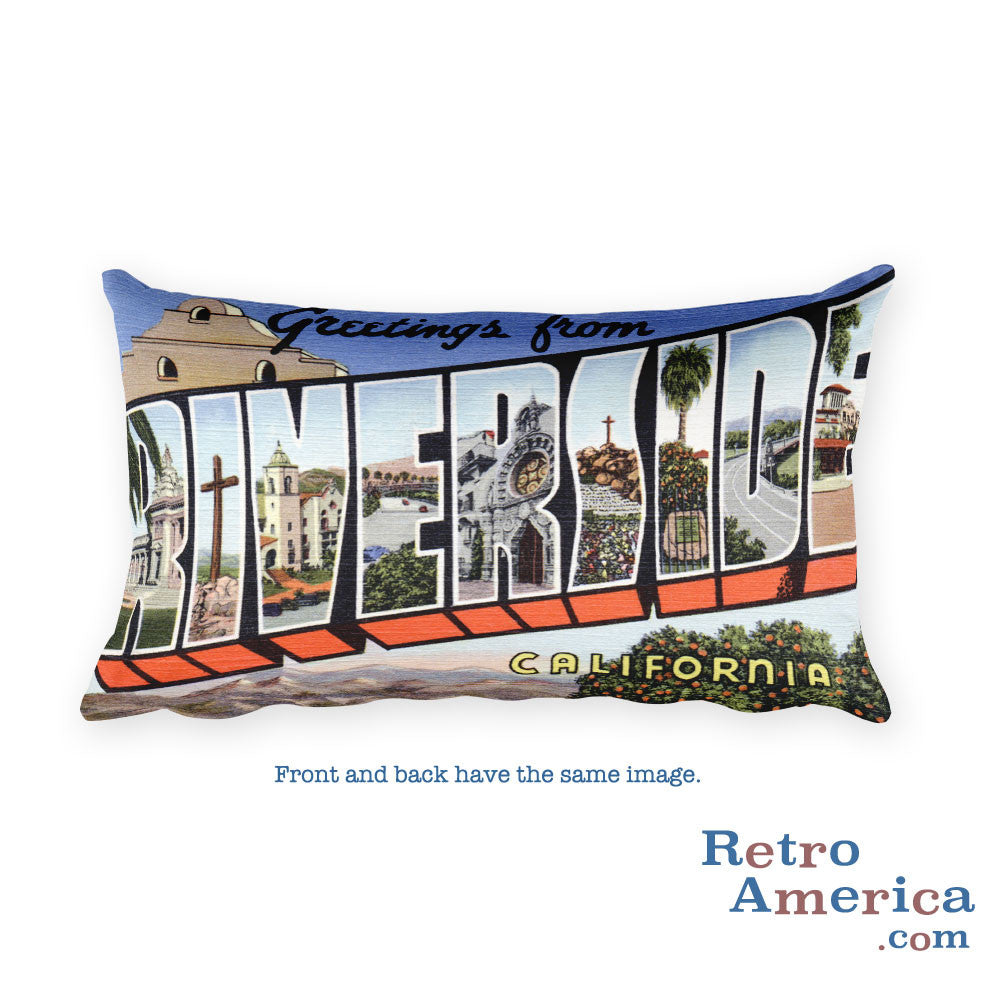 Greetings from Riverside California Throw Pillow