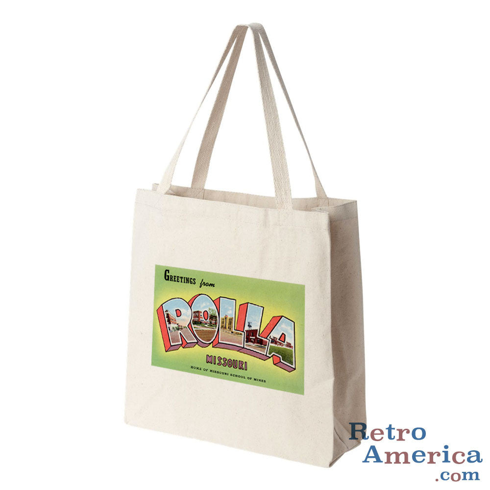 Greetings from Rolla Missouri MO Postcard Tote Bag