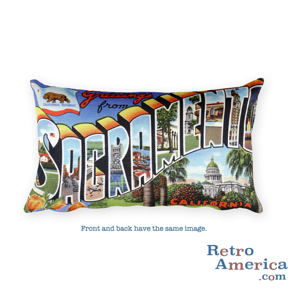 Greetings from Sacramento California Throw Pillow 1
