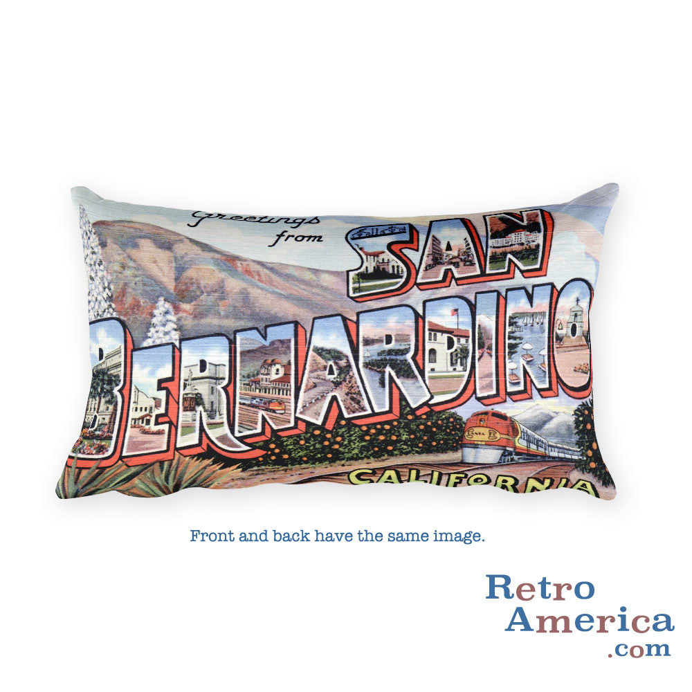 Greetings from San Bernardino California Throw Pillow