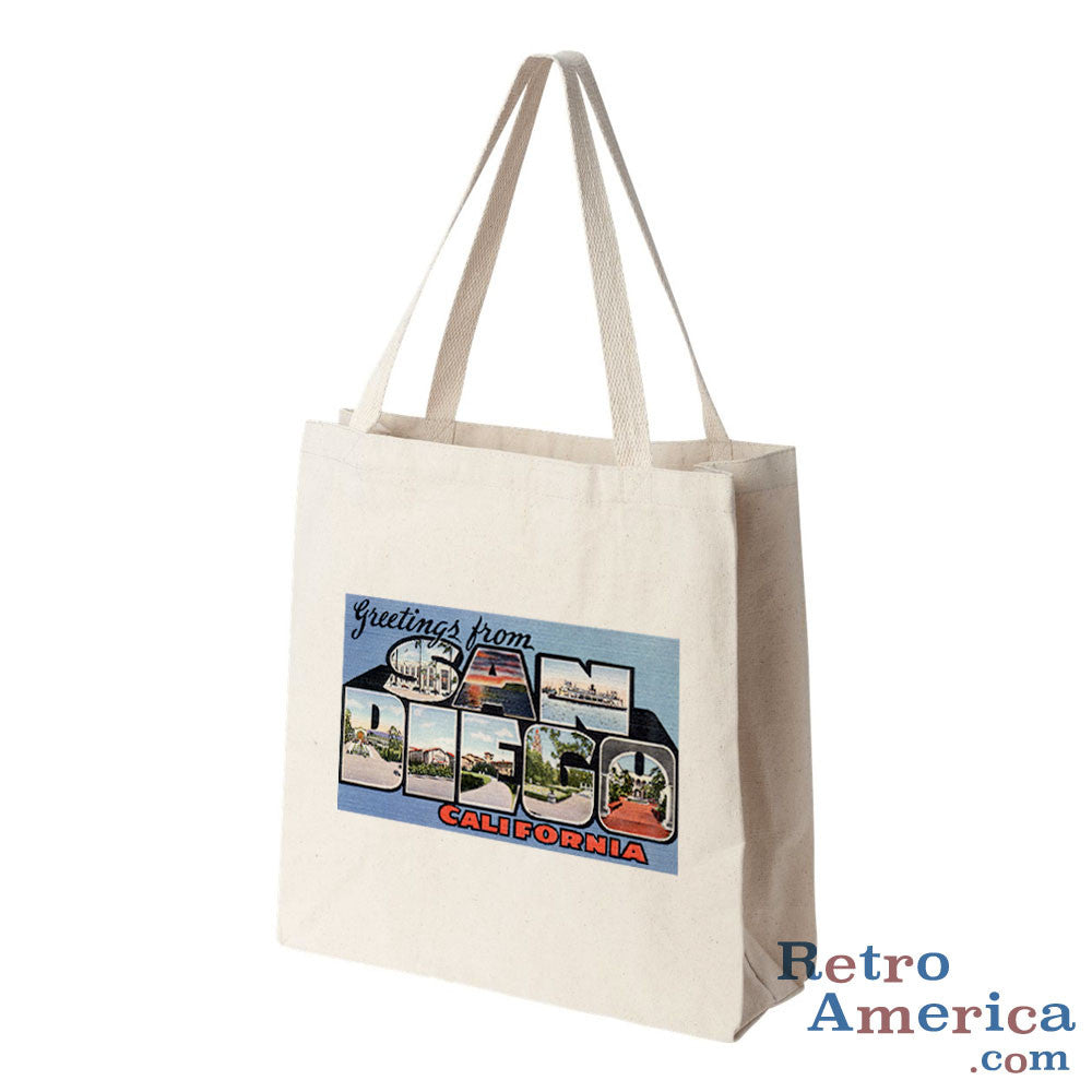 Greetings from San Diego California CA 1 Postcard Tote Bag