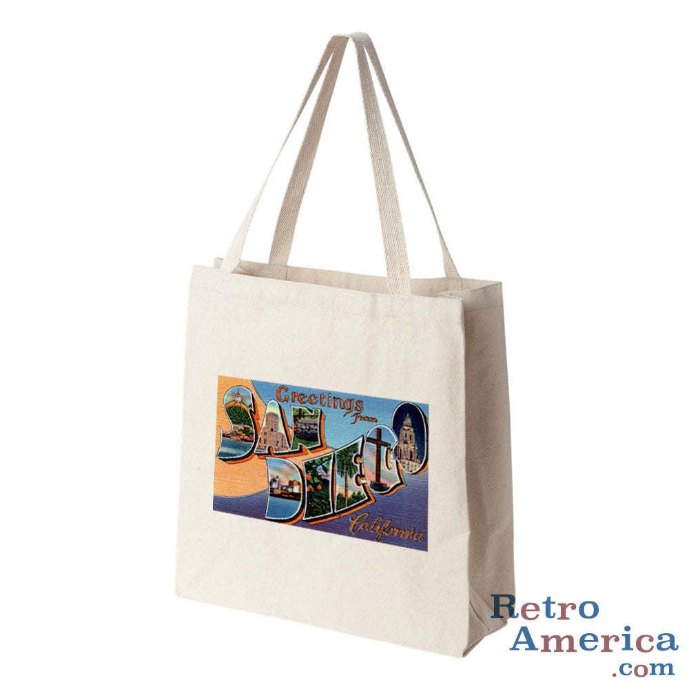 Greetings from San Diego California CA 3 Postcard Tote Bag