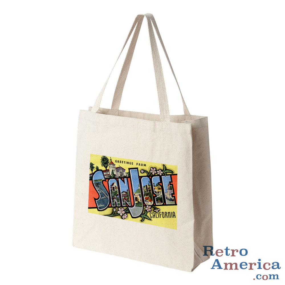 Greetings from San Jose California CA Postcard Tote Bag