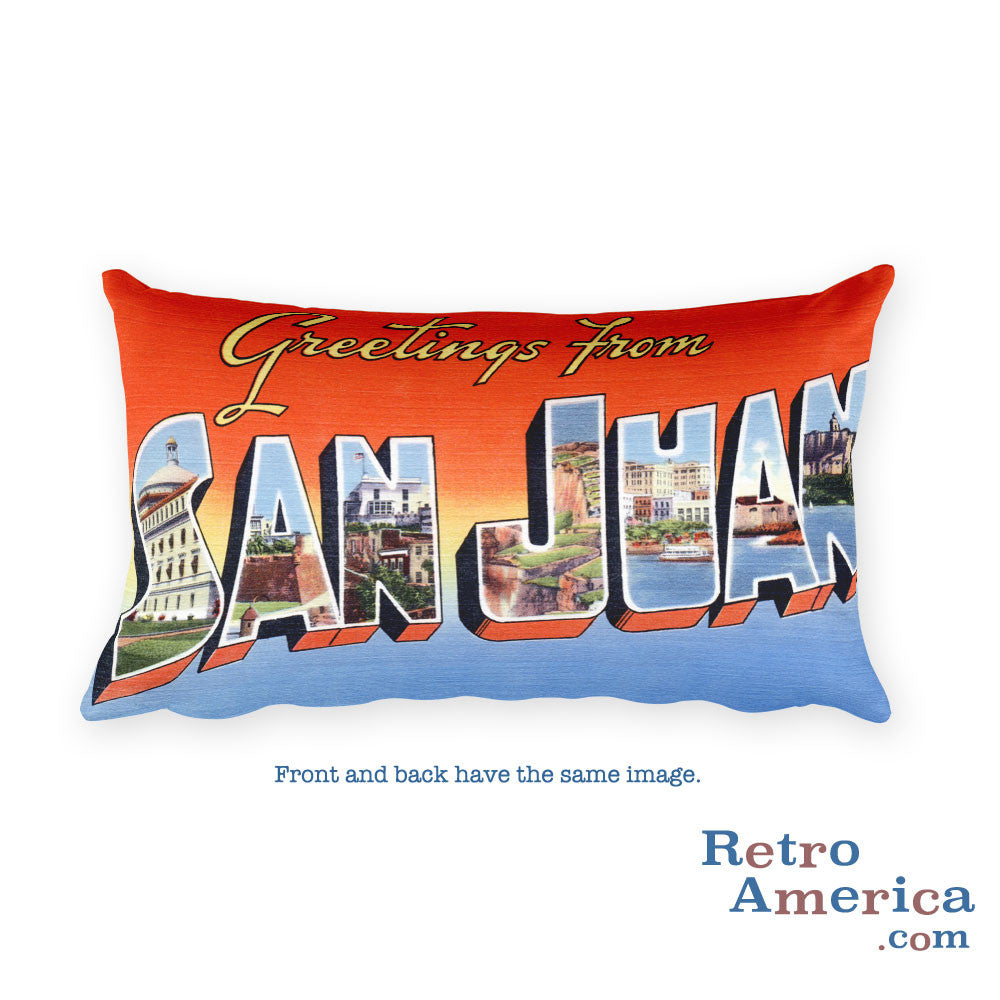 Greetings from San Juan Puerto Rico Throw Pillow