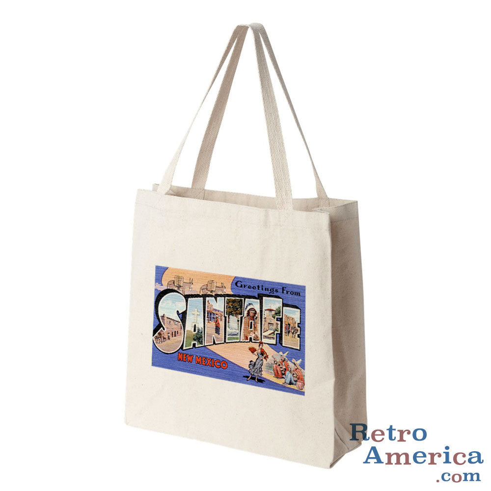 Greetings from Santa Fe New Mexico NM Postcard Tote Bag