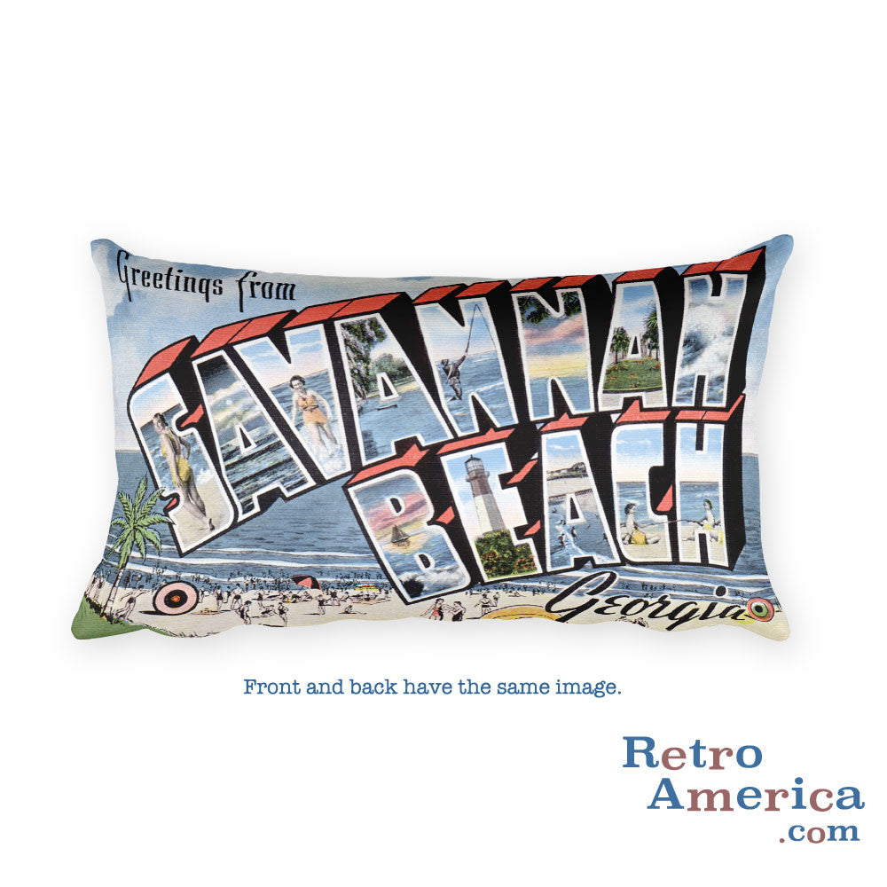 Greetings from Savannah Beach Georgia Throw Pillow