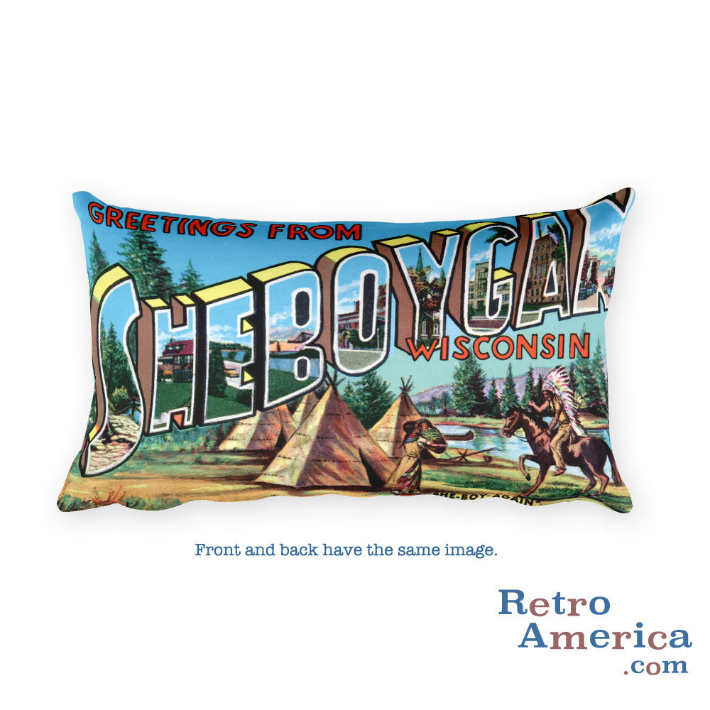 Greetings from Sheboygan Wisconsin Throw Pillow