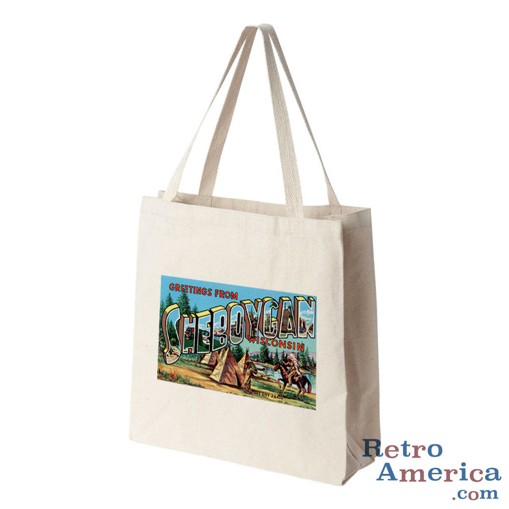 Greetings from Sheboygan Wisconsin WI Postcard Tote Bag