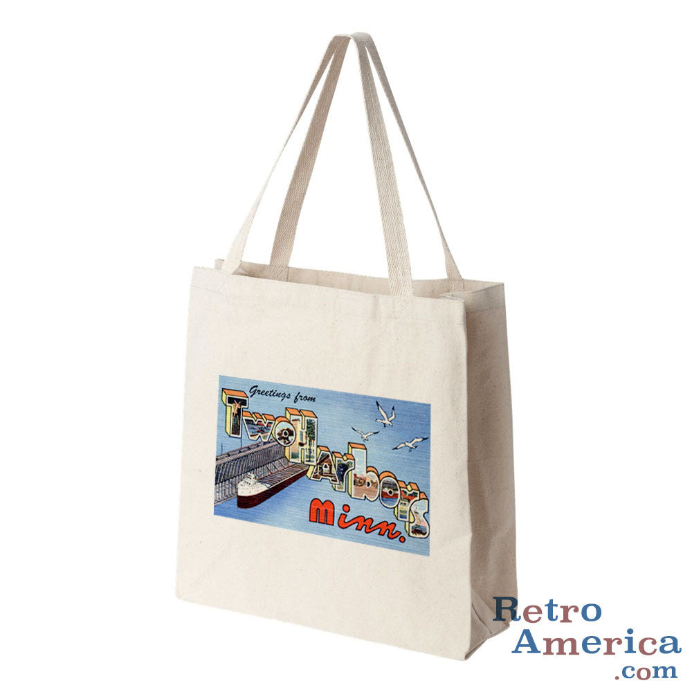 Greetings from Two Harbors Minnesota MN Postcard Tote Bag