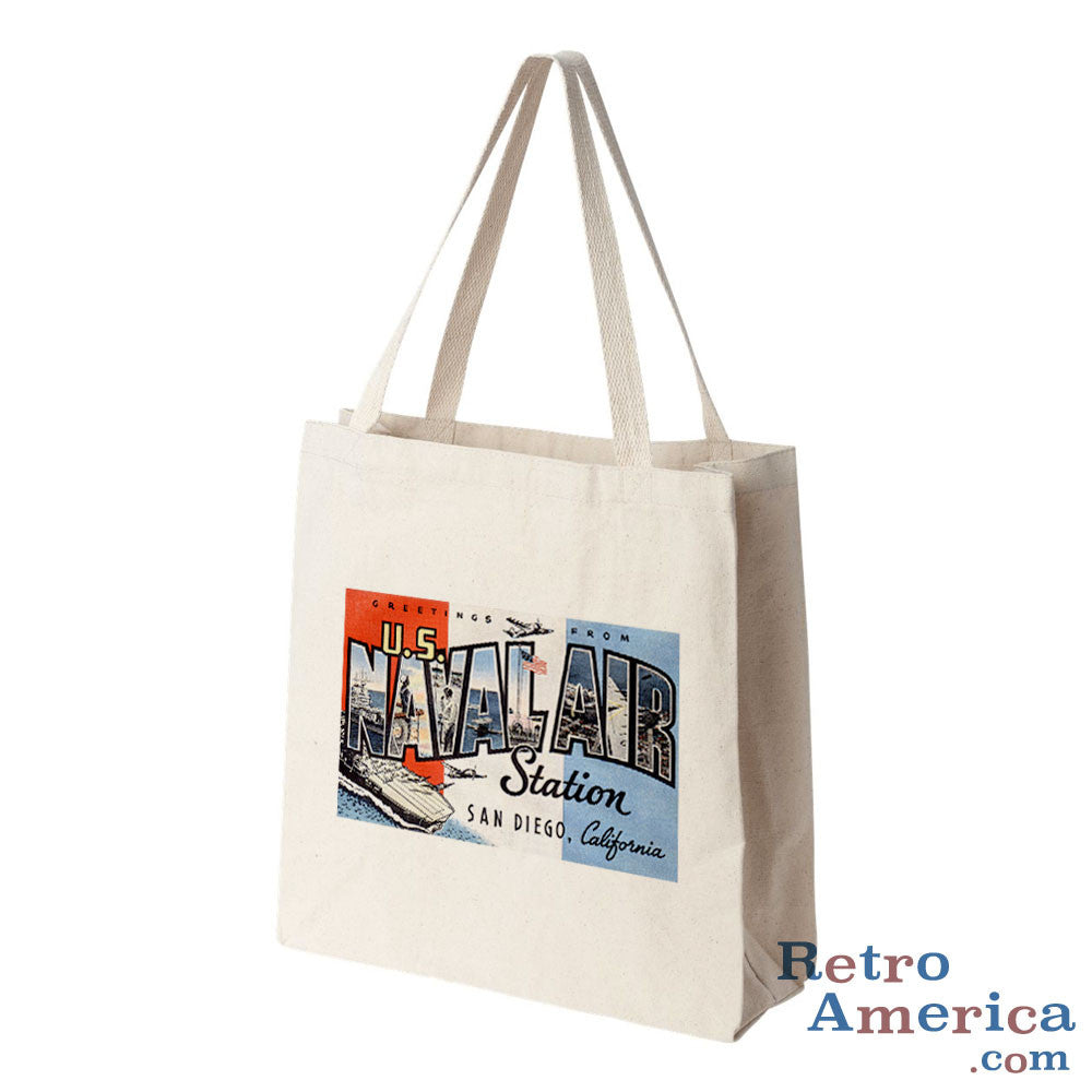 Greetings from Us Naval Air Station San Diego California CA Postcard Tote Bag