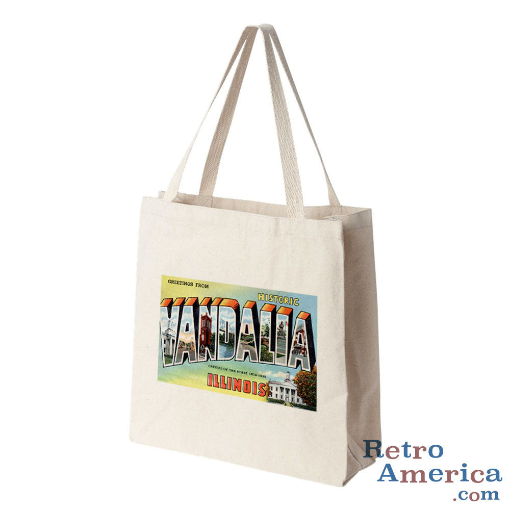 Greetings from Vandalia Illinois IL Postcard Tote Bag
