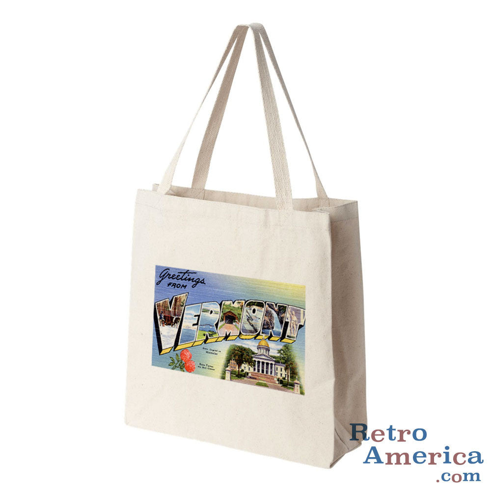 Greetings from Vermont VT 1 Postcard Tote Bag