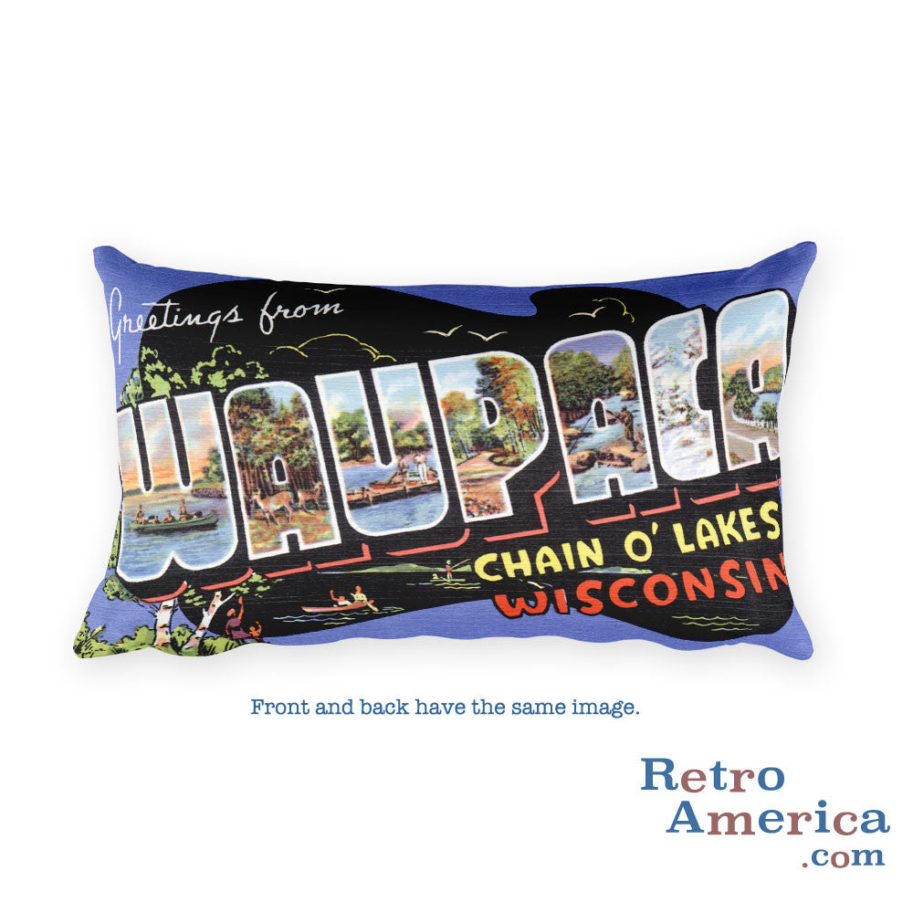 Greetings from Waupaca Wisconsin Throw Pillow