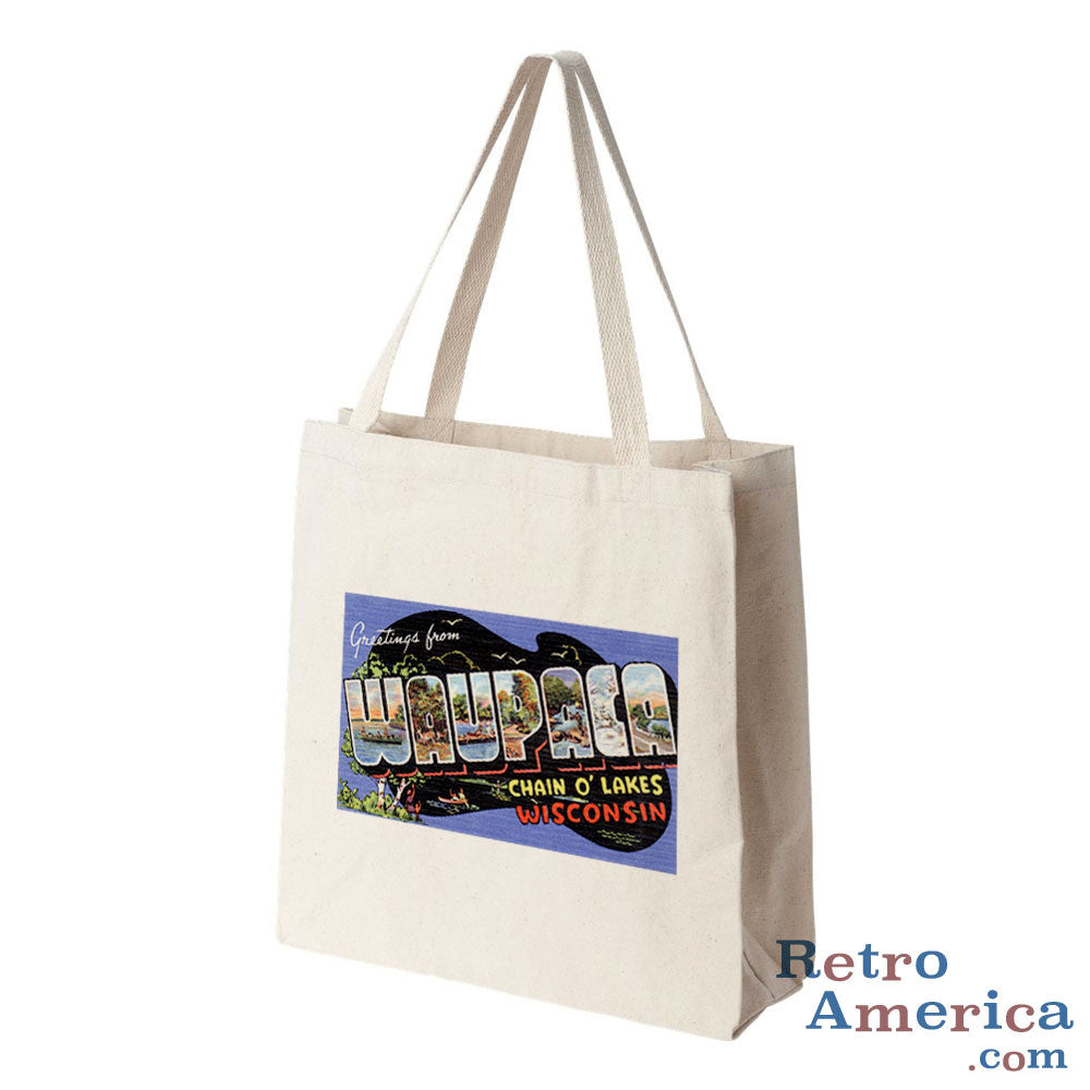 Greetings from Waupaca Wisconsin WI Postcard Tote Bag