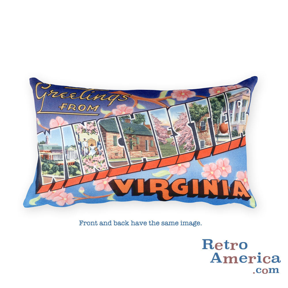Greetings from Winchester Virginia Throw Pillow