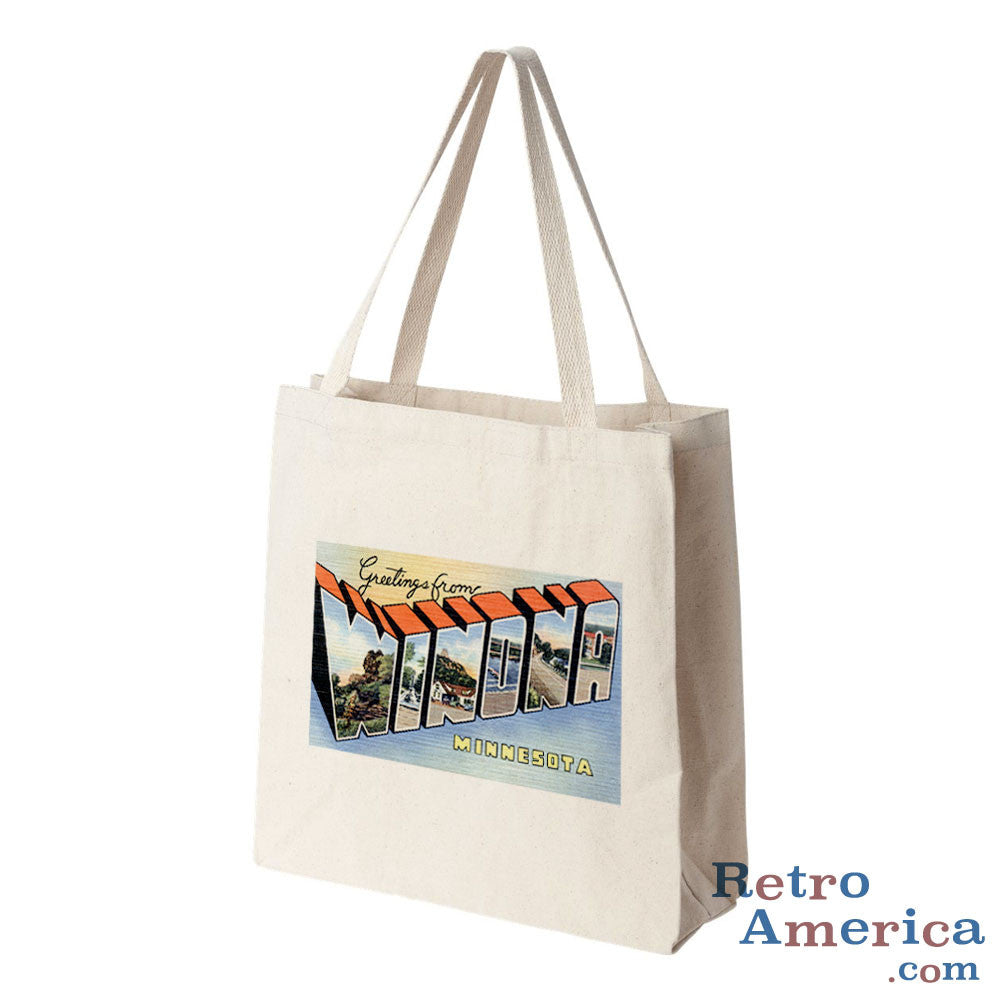 Greetings from Winona Minnesota MN Postcard Tote Bag