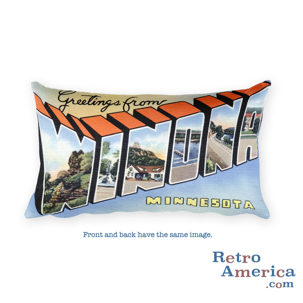 Greetings from Winona Minnesota Throw Pillow