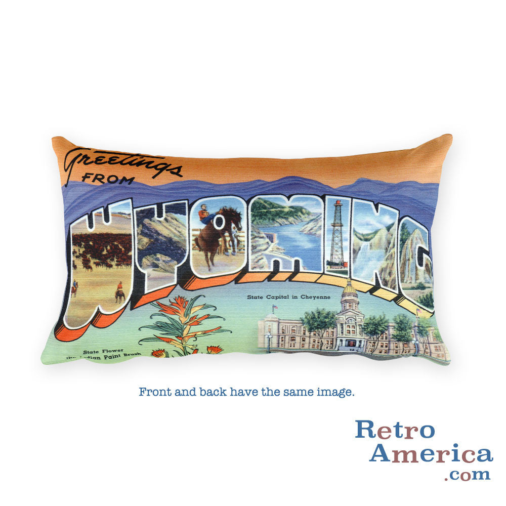 Greetings from Wyoming Throw Pillow 1