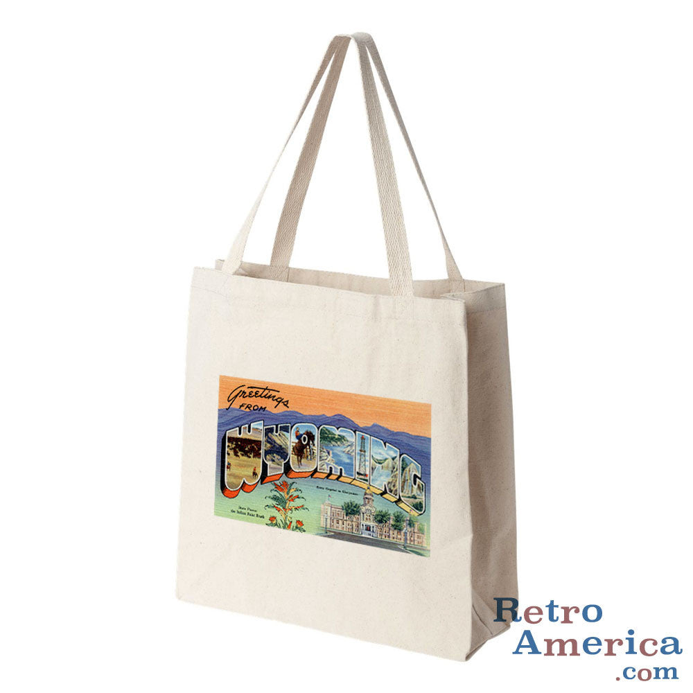 Greetings from Wyoming WY 1 Postcard Tote Bag