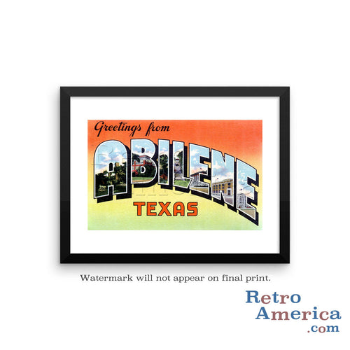 Greetings from Abilene Texas TX Postcard Framed Wall Art