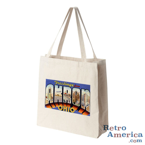 Greetings from Akron Ohio OH Postcard Tote Bag