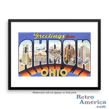 Greetings from Akron Ohio OH Postcard Framed Wall Art