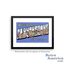 Greetings from Albuquerque New Mexico NM Postcard Framed Wall Art