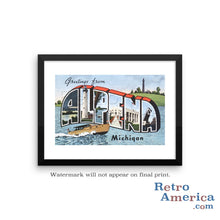 Greetings from Alpena Michigan MI Postcard Framed Wall Art