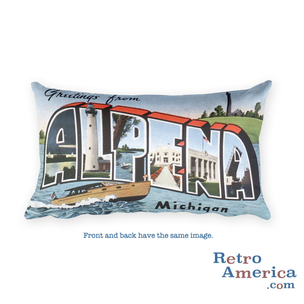 Greetings from Alpena Michigan Throw Pillow