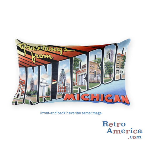 Greetings from Ann Arbor Michigan Throw Pillow 1