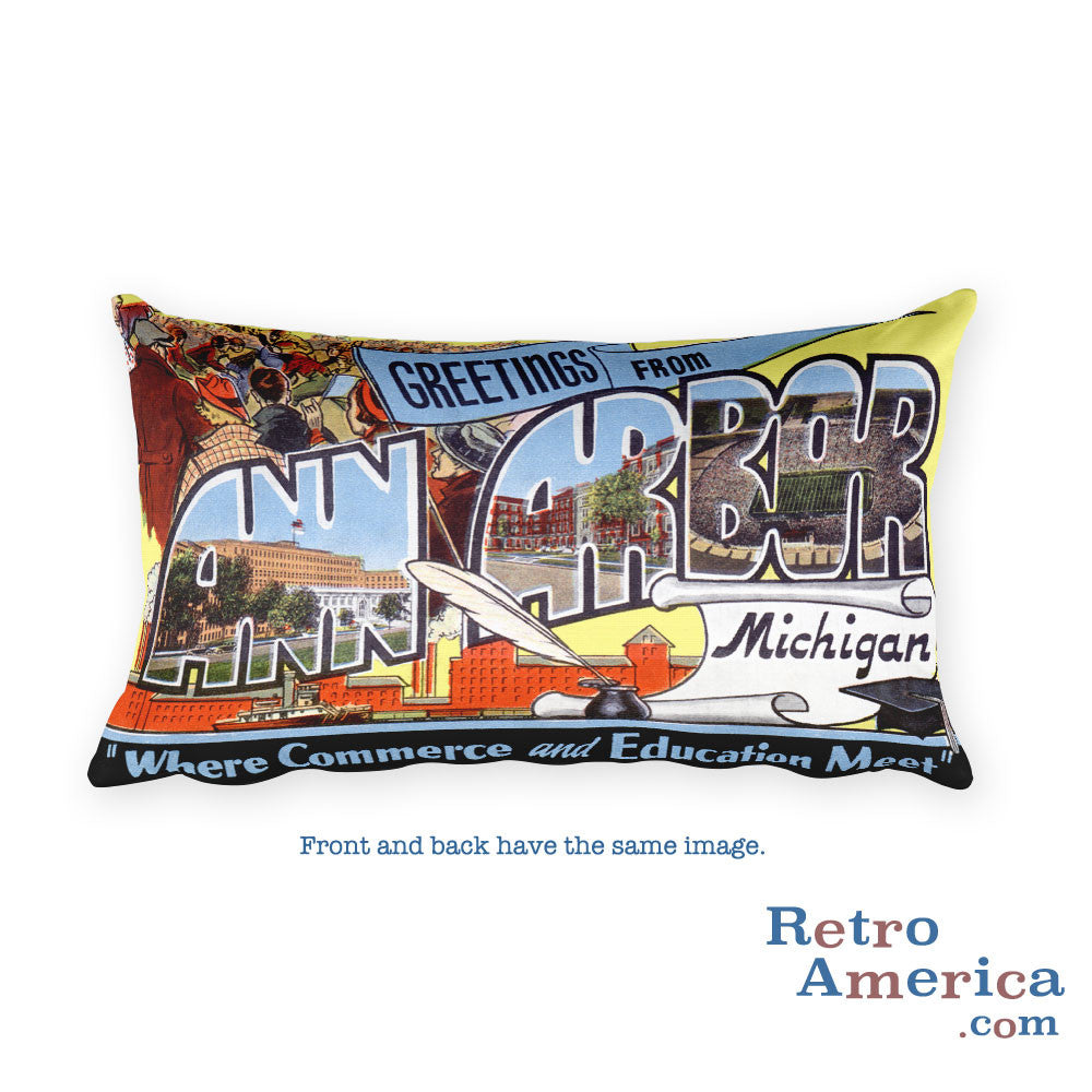 Greetings from Ann Arbor Michigan Throw Pillow 2
