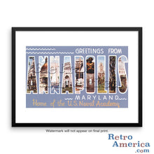 Greetings from Annapolis Maryland Md Postcard Framed Wall Art