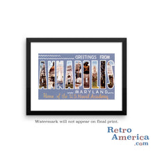 Greetings from Annapolis Maryland Md Postcard Framed Wall Art