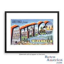 Greetings from Antigo Wisconsin WI Postcard Framed Wall Art