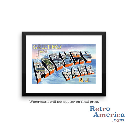 Greetings from Asbury Park New Jersey NJ 3 Postcard Framed Wall Art