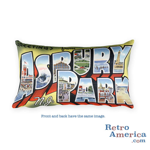 Greetings from Asbury Park New Jersey Throw Pillow 2