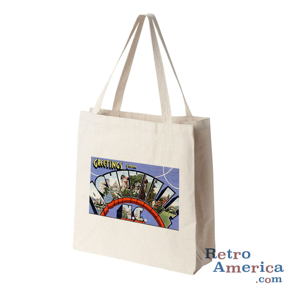 Greetings from Asheville North Carolina NC Postcard Tote Bag