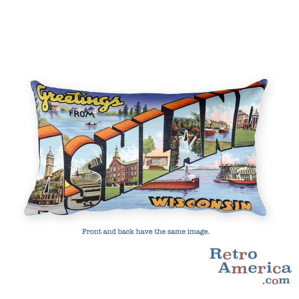 Greetings from Ashland Wisconsin Throw Pillow