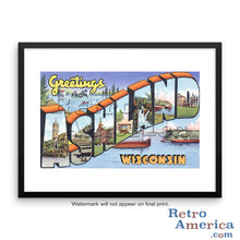 Greetings from Ashland Wisconsin WI Postcard Framed Wall Art