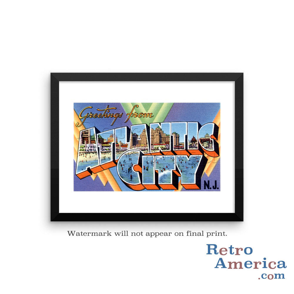 Greetings from Atlantic City New Jersey NJ 1 Postcard Framed Wall Art