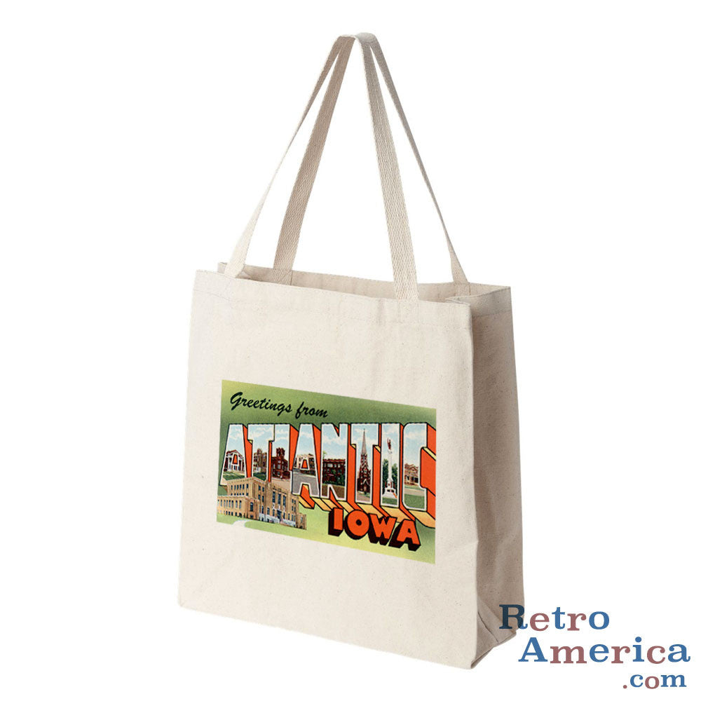 Greetings from Atlantic Iowa IA Postcard Tote Bag