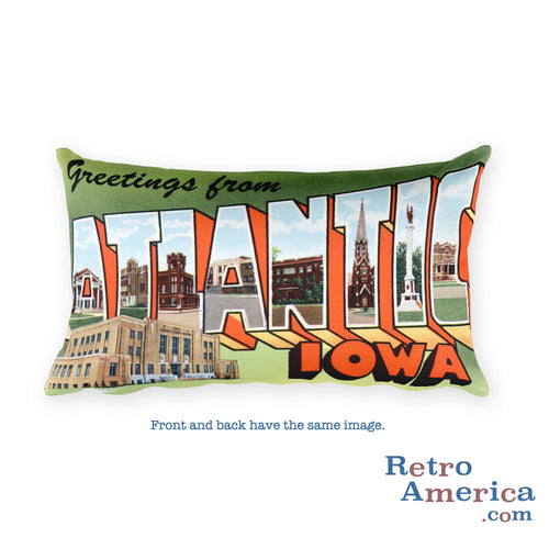Greetings from Atlantic Iowa Throw Pillow