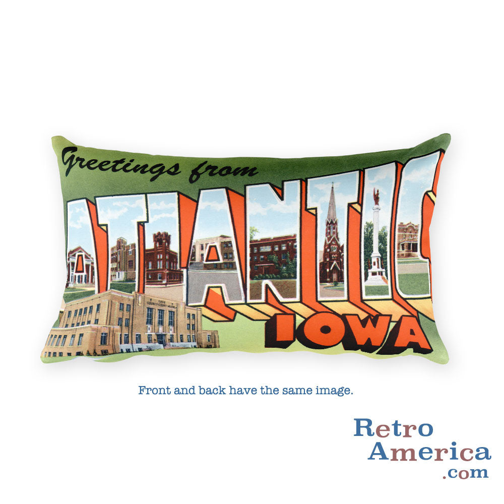 Greetings from Atlantic Iowa Throw Pillow