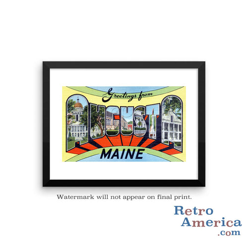 Greetings from Augusta Maine ME 1 Postcard Framed Wall Art