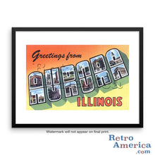 Greetings from Aurora Illinois IL 2 Postcard Framed Wall Art