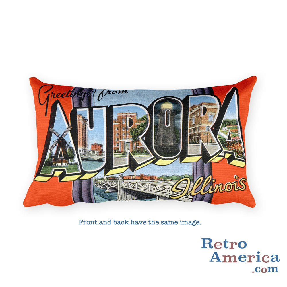 Greetings from Aurora Illinois Throw Pillow 1