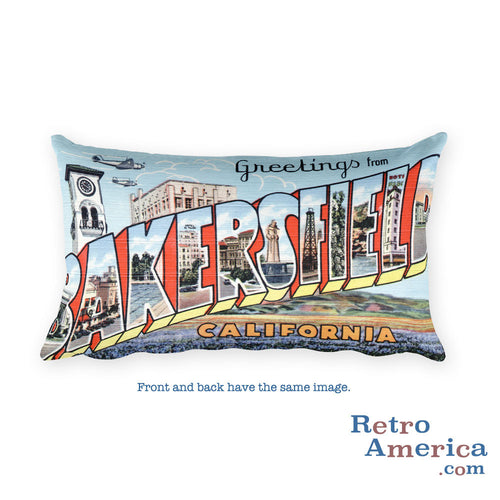 Greetings from Bakersfield California Throw Pillow