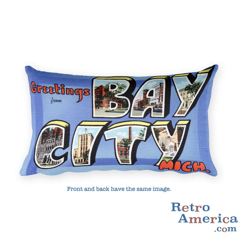 Greetings from Bay City Michigan Throw Pillow
