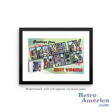 Greetings from Berkeley Springs West Virginia WV Postcard Framed Wall Art