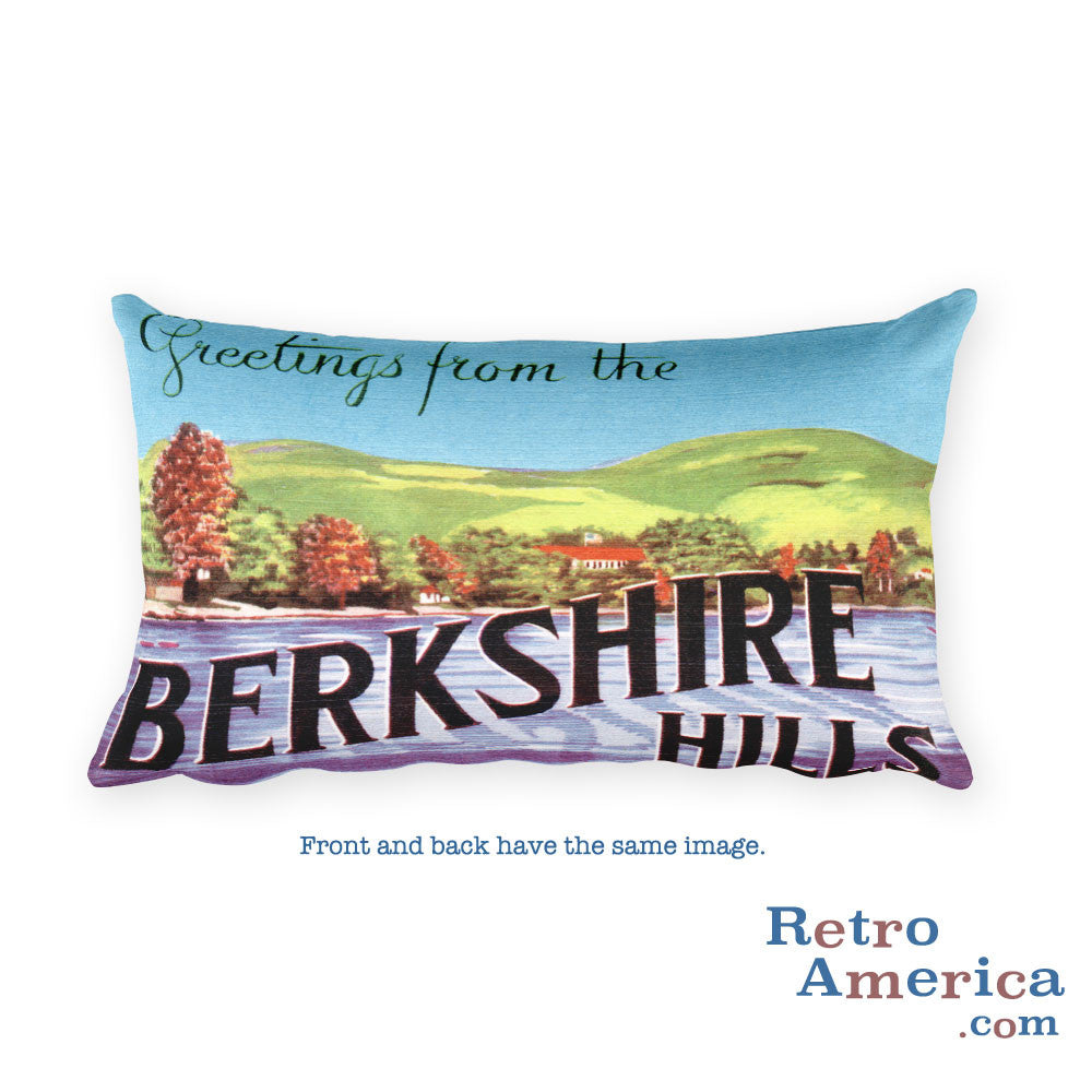 Greetings from Berkshire Hills Massachusetts Throw Pillow